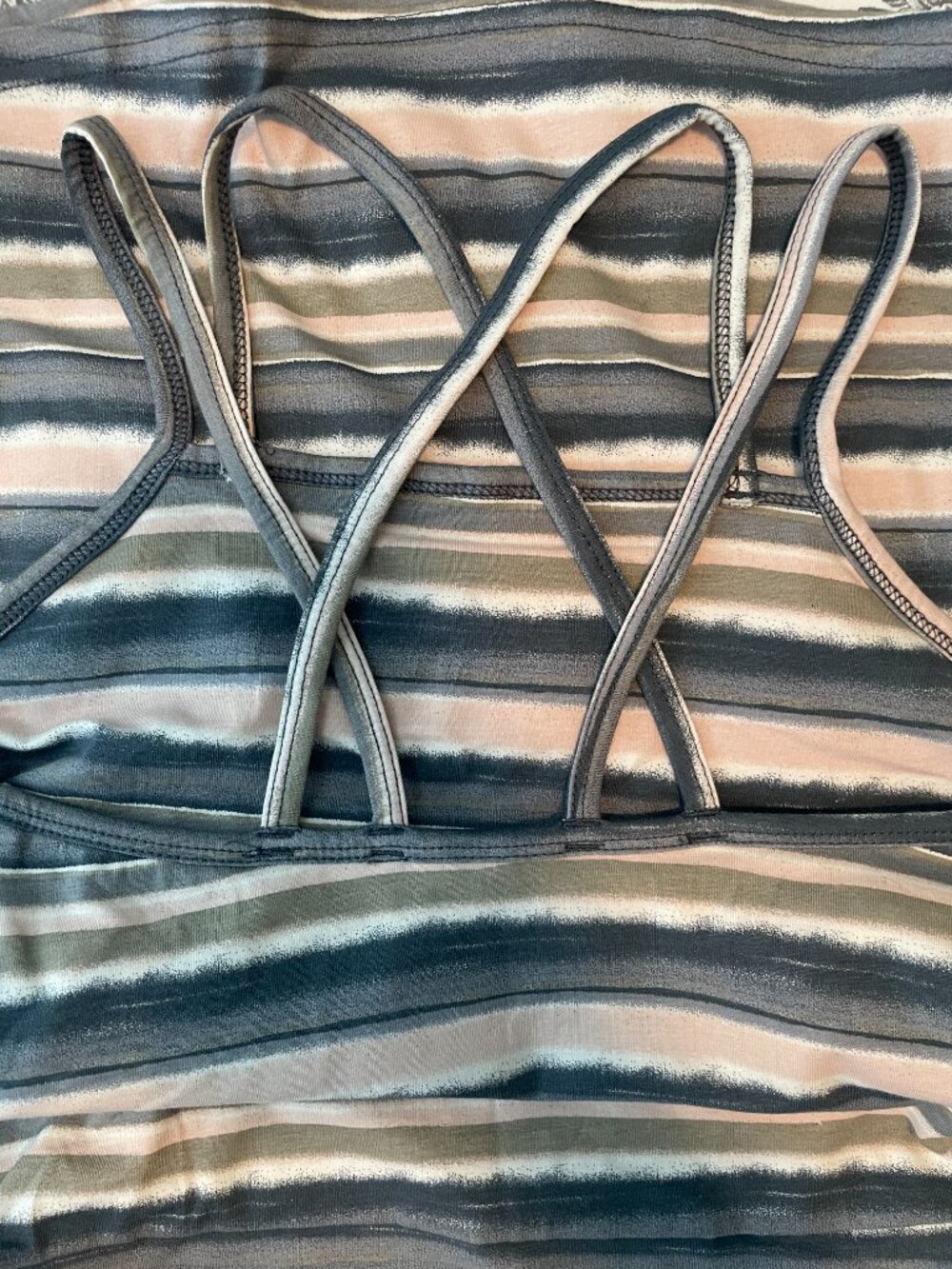 PACT Striped Built in Bra Dress Organic Cotton Fit & Flare Dress with Pockets S - Picture 9 of 11